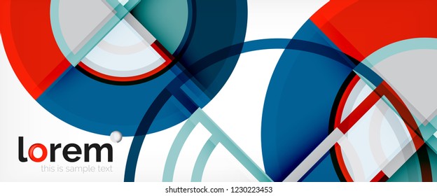 Fondo abstracto del círculo, formas geométricas redondeadas brillantes, ilustración vectorial