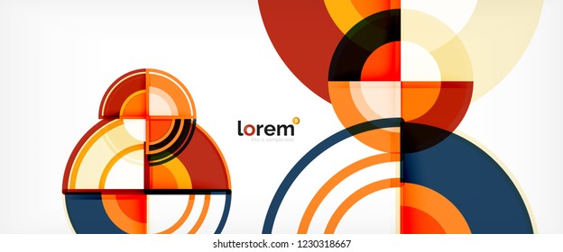 Fondo abstracto del círculo, formas geométricas redondeadas brillantes, ilustración vectorial