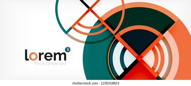 Circle abstract background, bright colorful round geometric shapes, vector illustration