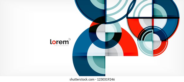 Fondo abstracto del círculo, formas geométricas redondeadas brillantes, ilustración vectorial