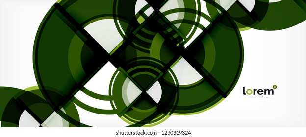 Fondo abstracto del círculo, formas geométricas redondeadas brillantes, ilustración vectorial