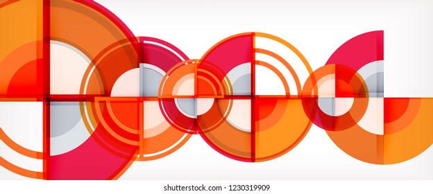 Circle abstract background, bright colorful round geometric shapes, vector illustration
