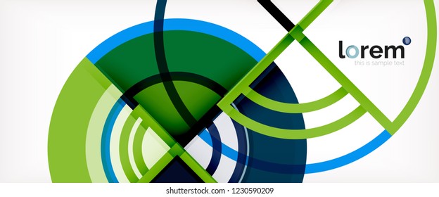 Circle abstract background, bright colorful round geometric shapes, vector illustration