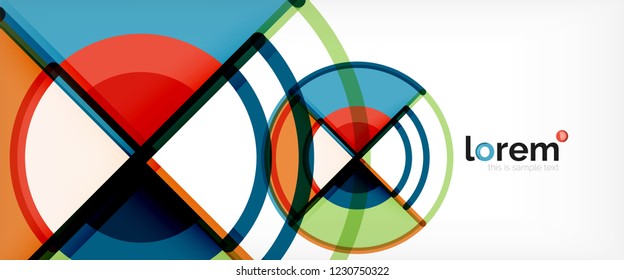 Circle abstract background, bright colorful round geometric shapes, vector illustration