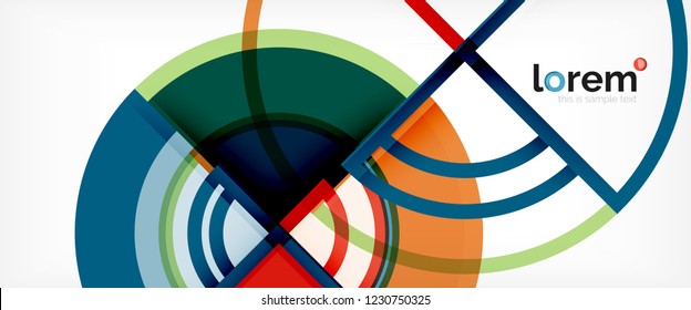 Circle abstract background, bright colorful round geometric shapes, vector illustration