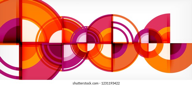 Circle abstract background, bright colorful round geometric shapes, vector illustration