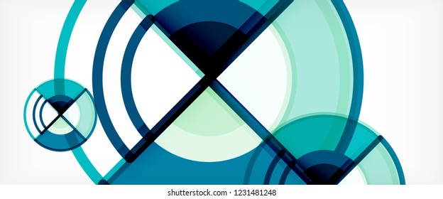 Circle abstract background, bright colorful round geometric shapes, vector illustration