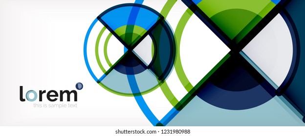 Circle abstract background, bright colorful round geometric shapes, vector illustration
