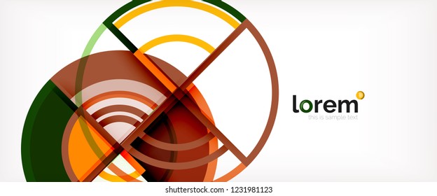 Circle abstract background, bright colorful round geometric shapes, vector illustration