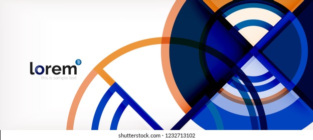 Circle abstract background, bright colorful round geometric shapes, vector illustration