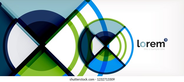 Circle abstract background, bright colorful round geometric shapes, vector illustration