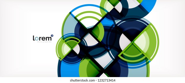 Circle abstract background, bright colorful round geometric shapes, vector illustration