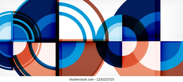 Circle abstract background, bright colorful round geometric shapes, vector illustration