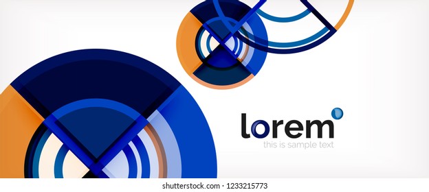 Circle abstract background, bright colorful round geometric shapes, vector illustration