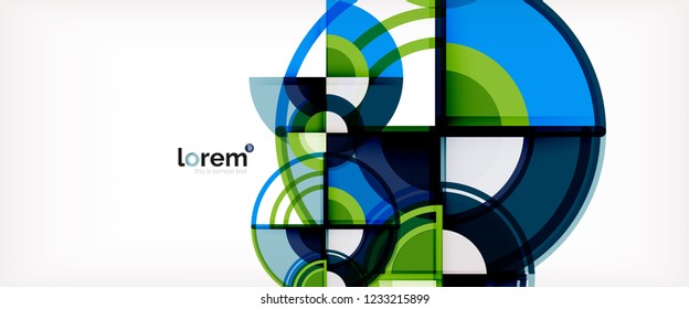 Circle abstract background, bright colorful round geometric shapes, vector illustration
