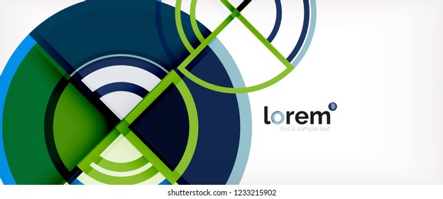 Circle abstract background, bright colorful round geometric shapes, vector illustration