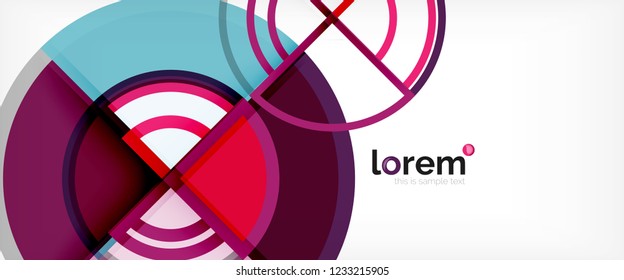 Fondo abstracto del círculo, formas geométricas redondeadas brillantes, ilustración vectorial