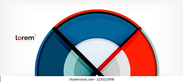 Fondo abstracto del círculo, formas geométricas redondeadas brillantes, ilustración vectorial