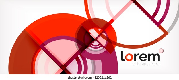 Circle abstract background, bright colorful round geometric shapes, vector illustration