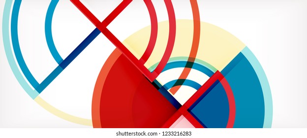 Fondo abstracto del círculo, formas geométricas redondeadas brillantes, ilustración vectorial