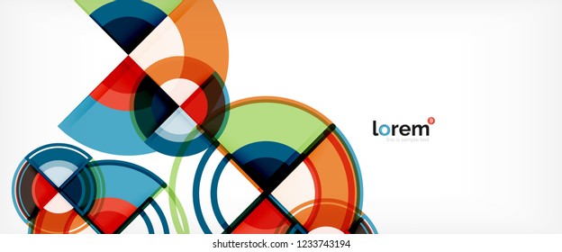 Fondo abstracto del círculo, formas geométricas redondeadas brillantes, ilustración vectorial