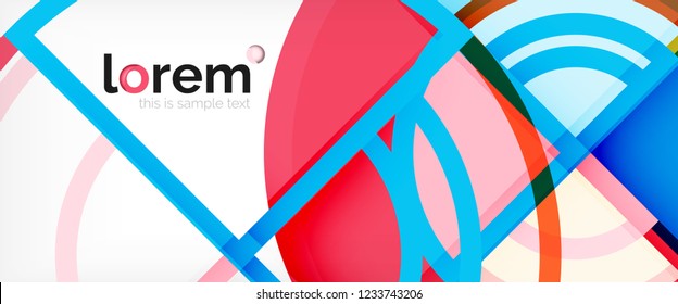 Fundo abstrato do círculo, formas geométricas redondas coloridas brilhantes, ilustração vetorial