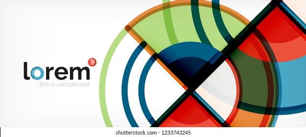 Circle abstract background, bright colorful round geometric shapes, vector illustration