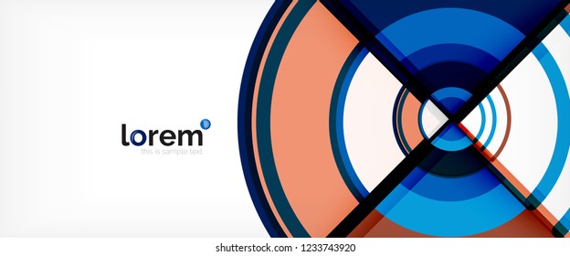 Circle abstract background, bright colorful round geometric shapes, vector illustration