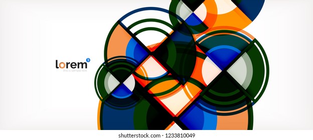 Circle abstract background, bright colorful round geometric shapes, vector illustration
