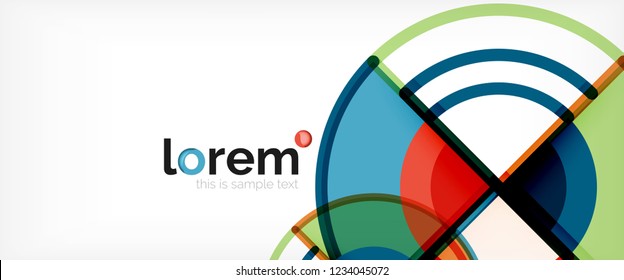 Circle abstract background, bright colorful round geometric shapes, vector illustration