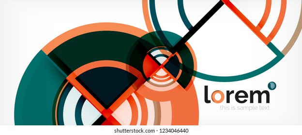 Circle abstract background, bright colorful round geometric shapes, vector illustration
