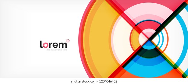 Circle abstract background, bright colorful round geometric shapes, vector illustration