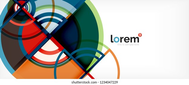 Fondo abstracto del círculo, formas geométricas redondeadas brillantes, ilustración vectorial