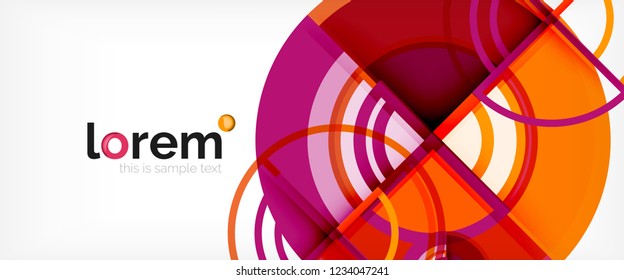 Circle abstract background, bright colorful round geometric shapes, vector illustration