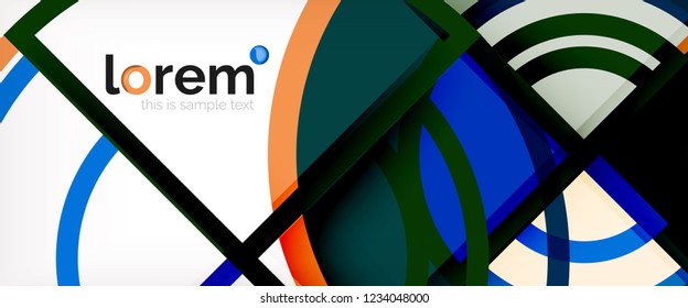 Circle abstract background, bright colorful round geometric shapes, vector illustration