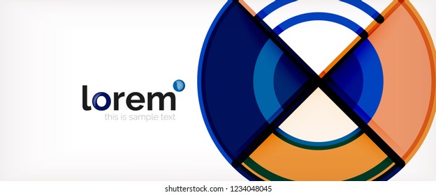 Circle abstract background, bright colorful round geometric shapes, vector illustration