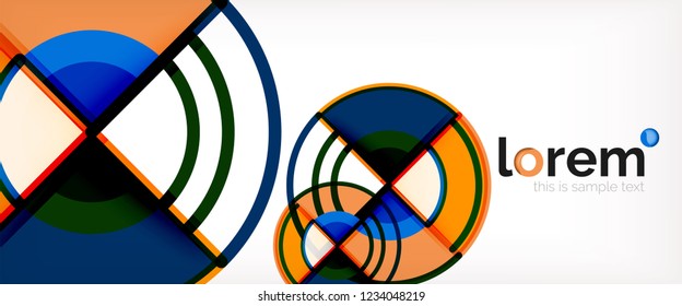 Fundo abstrato do círculo, formas geométricas redondas coloridas brilhantes, ilustração vetorial