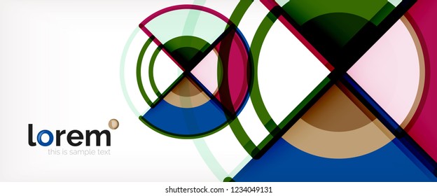 Circle abstract background, bright colorful round geometric shapes, vector illustration