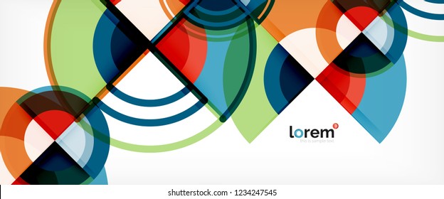 Circle abstract background, bright colorful round geometric shapes, vector illustration