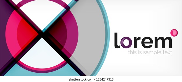 Circle abstract background, bright colorful round geometric shapes, vector illustration