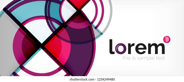 Circle abstract background, bright colorful round geometric shapes, vector illustration