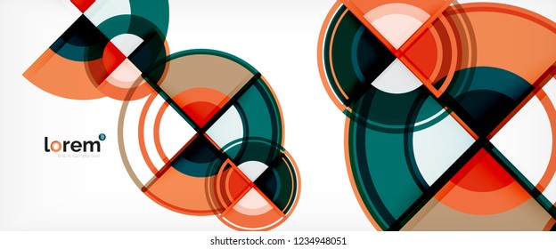 Fondo abstracto del círculo, formas geométricas redondeadas brillantes, ilustración vectorial