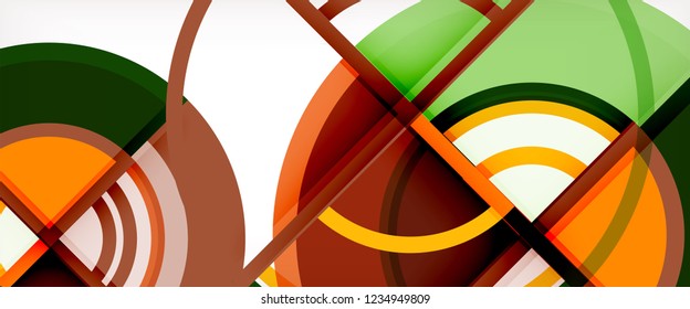 Circle abstract background, bright colorful round geometric shapes, vector illustration