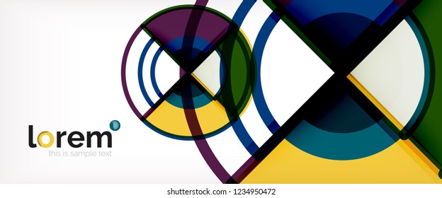 Circle abstract background, bright colorful round geometric shapes, vector illustration