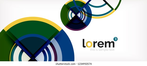 Circle abstract background, bright colorful round geometric shapes, vector illustration