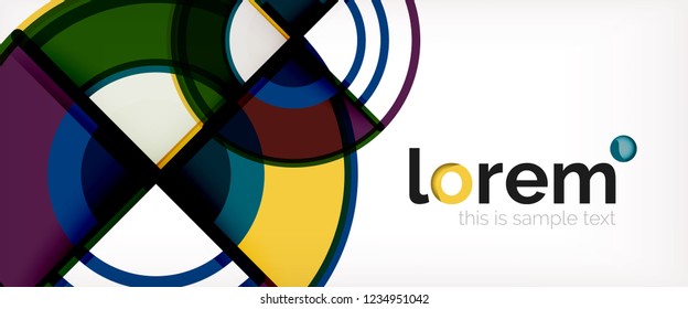 Circle abstract background, bright colorful round geometric shapes, vector illustration