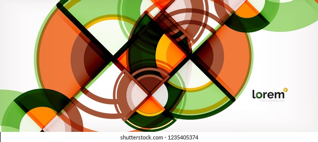Circle abstract background, bright colorful round geometric shapes, vector illustration