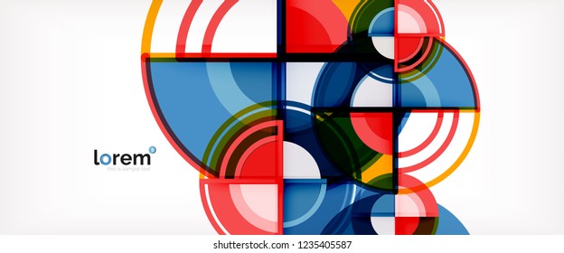 Fondo abstracto del círculo, formas geométricas redondeadas brillantes, ilustración vectorial