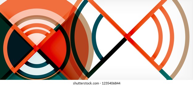 Circle abstract background, bright colorful round geometric shapes, vector illustration