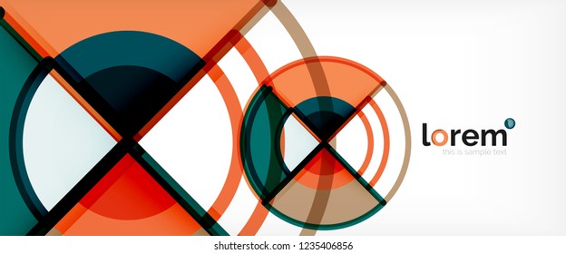 Circle abstract background, bright colorful round geometric shapes, vector illustration